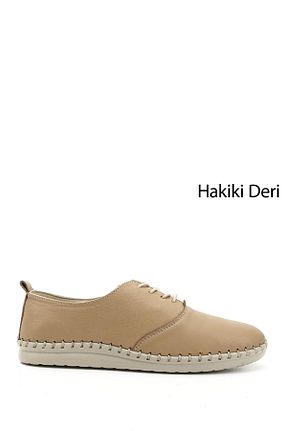 کفش کژوال بژ زنانه چرم خالص GÖNDERİ(R) - کد 808620279