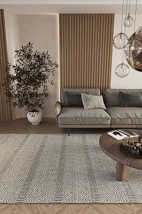 فرش طوسی قابل شستشو Cool Halı - کد 797132739
