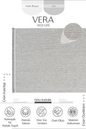 فرش طوسی قابل شستشو Cool Halı - کد 465529518