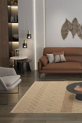 فرش بژ قابل شستشو Cool Halı - کد 826001557
