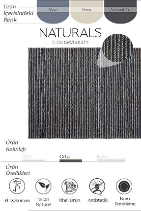 فرش سرمه ای Çift Taraflı Cool Halı - کد 92931187