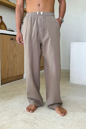 شلوار قهوه ای مردانه کتان Flaw Wear - کد 929020875