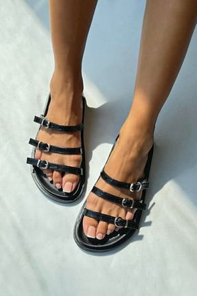 صندل مشکی زنانه پاشنه تخت Shoebuo - کد 933372793