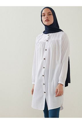 تونیک حجاب سفید زنانه پنبه ای Por La Cara - کد 87989195