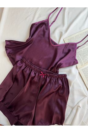 ست لباس راحتی زرشکی زنانه ساده ROZENİN LINGERIE - کد 937608575