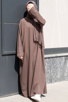 لباس حجاب قهوه ای زنانه اورسایز Vauva - کد 933264148