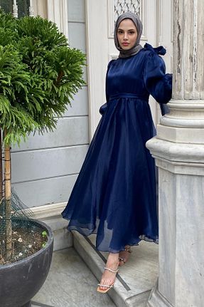 لباس حجاب سرمه ای زنانه رگولار STİLBOON - کد 840845571