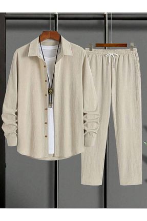 ست بالاتنه و پائین تنه بژ مردانه بافت DWN WEAR - کد 860578934