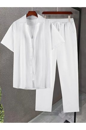 ست بالاتنه و پائین تنه سفید مردانه بافت DWN WEAR - کد 904982679