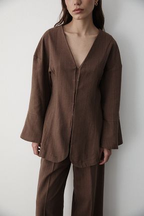 ست بالاتنه و پائین تنه قهوه ای زنانه بافتنی JASTE - کد 940108781