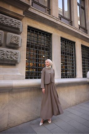 لباس حجاب قهوه ای زنانه رگولار Yasmy Collection - کد 939990259