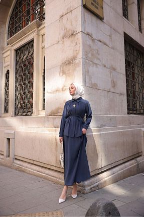ست بالاتنه و پائین تنه حجاب سرمه ای زنانه رگولار Yasmy Collection - کد 939987618