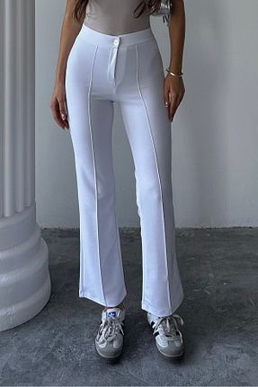 شلوار سفید زنانه پنبه - پلی استر - الاستین macharel jeans - کد 741480472
