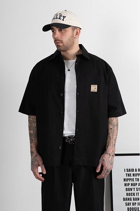 پیراهن مشکی مردانه اورسایز black sample - کد 899340365