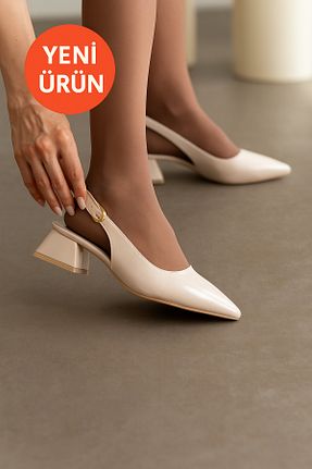 کفش پاشنه بلند کلاسیک بژ زنانه چرم لاکی sv savves - کد 940662817