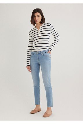 شلوار جین آبی زنانه پاچه تنگ Mavi - کد 831212204