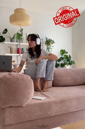کاناپه صورتی مخمل Dekoro - کد 886315599