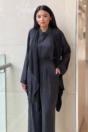 ست بالاتنه و پائین تنه مشکی زنانه بافتنی Ghisa - کد 903781959