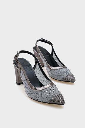 کفش پاشنه بلند کلاسیک طلائی زنانه چرم مصنوعی Capone Outfitters - کد 85871533