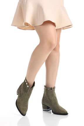 بوت / نیم بوت خاکی زنانه چرم خالص PASSAGE SHOES - کد 315540174