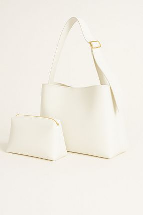 کیف دوشی سفید زنانه چرم مصنوعی NBİBAGS - کد 837761007