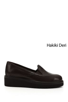 کفش کژوال قهوه ای زنانه چرم خالص GÖNDERİ(R) - کد 857825108