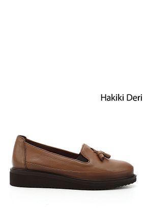 بابت قهوه ای زنانه چرم خالص GÖNDERİ(R) - کد 380528788