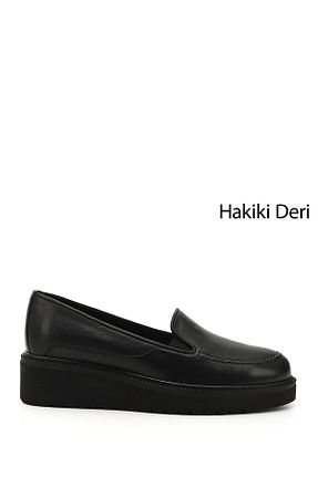 کفش کژوال مشکی زنانه چرم خالص GÖNDERİ(R) - کد 845157172