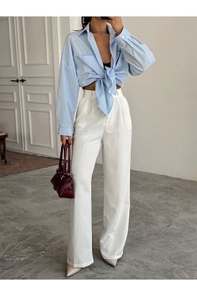 شلوار سفید زنانه پنبه ای mydukkan.co - کد 475687640