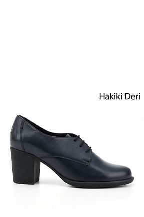 کفش کژوال سرمه ای زنانه چرم خالص GÖNDERİ(R) - کد 63113868
