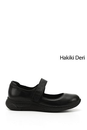 کفش کژوال مشکی زنانه چرم خالص GÖNDERİ(R) - کد 923363956