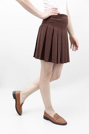 کفش لوفر قهوه ای زنانه چرم خالص GÖNDERİ(R) - کد 838205878