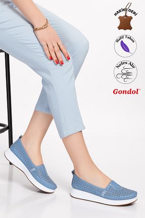 کفش کلاسیک آبی زنانه چرم خالص Gondol - کد 688984982