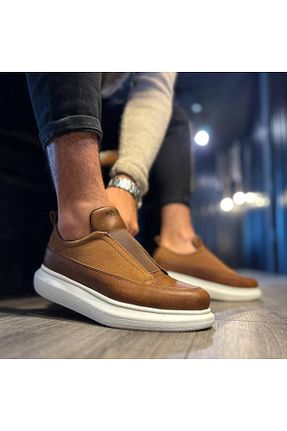 کفش اسنیکر قهوه ای مردانه بدون بند BASOLES - کد 834814053