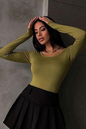 بادی سبز زنانه یقه قایقی Ladima - کد 716533326