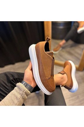 کفش اسنیکر قهوه ای مردانه بدون بند BASOLES - کد 834814053
