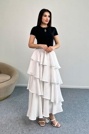 دامن سفید زنانه بافتنی Hatun Atila - کد 941913057