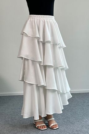 دامن سفید زنانه بافتنی Hatun Atila - کد 941913057