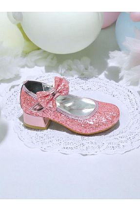 کفش پاشنه بلند کلاسیک صورتی بچه گانه پارچه ای PATİK BEBE - کد 923226215