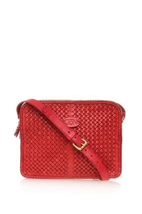 کیف پستچی قرمز زنانه چرم خالص Gön - کد 64606255