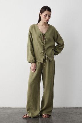 ست بالاتنه و پائین تنه خاکی زنانه بافتنی Laluvia - کد 902394507