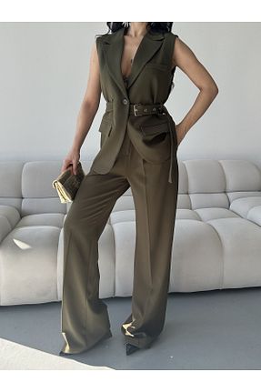 ست بالاتنه و پائین تنه خاکی زنانه بافتنی MYGİYİMİSTANBUL - کد 940934675