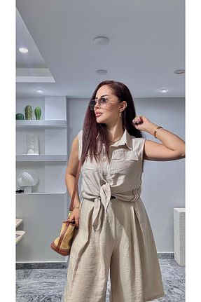 ست بالاتنه و پائین تنه بژ زنانه بافتنی MODA - کد 940935377