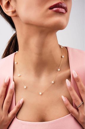 گردنبند جواهر سفید زنانه مروارید TUHAM AKSESUAR - کد 940923883