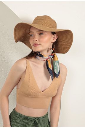 کلاه بژ زنانه حصیر Kaktüs - کد 940936070
