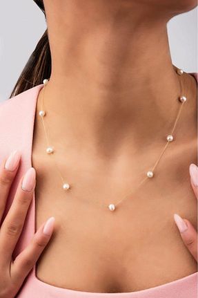 گردنبند جواهر سفید زنانه مروارید TUHAM AKSESUAR - کد 940923883