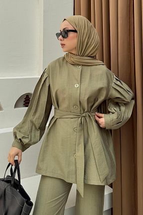 ست بالاتنه و پائین تنه حجاب سبز زنانه Straight lamelif - کد 940940094