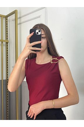 بلوز زرشکی زنانه ساده peri tower - کد 941009175
