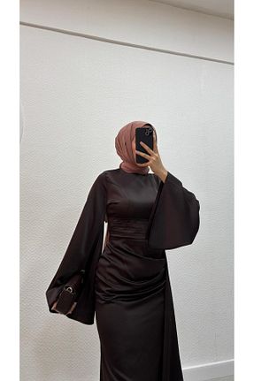 لباس مجلسی و فارغ التحصیلی قهوه ای زنانه ساتن modadeywearst - کد 941039190