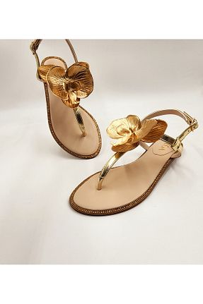 صندل متالیک زنانه پاشنه ضخیم Ega ayakkabı - کد 941090111